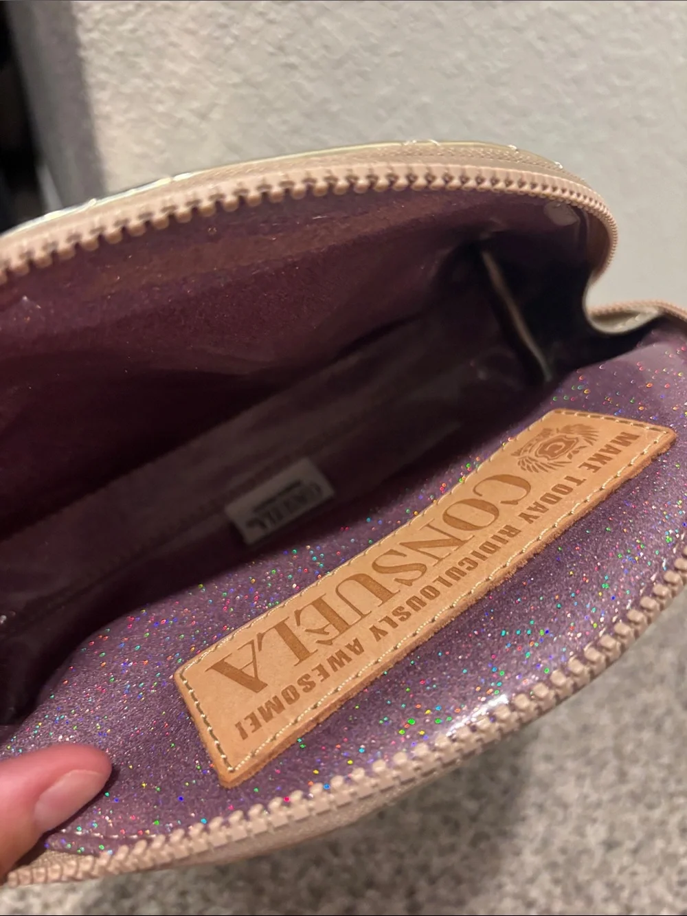 Consuela Shiny Quilted Metallic Gold Cosmetic Pouch